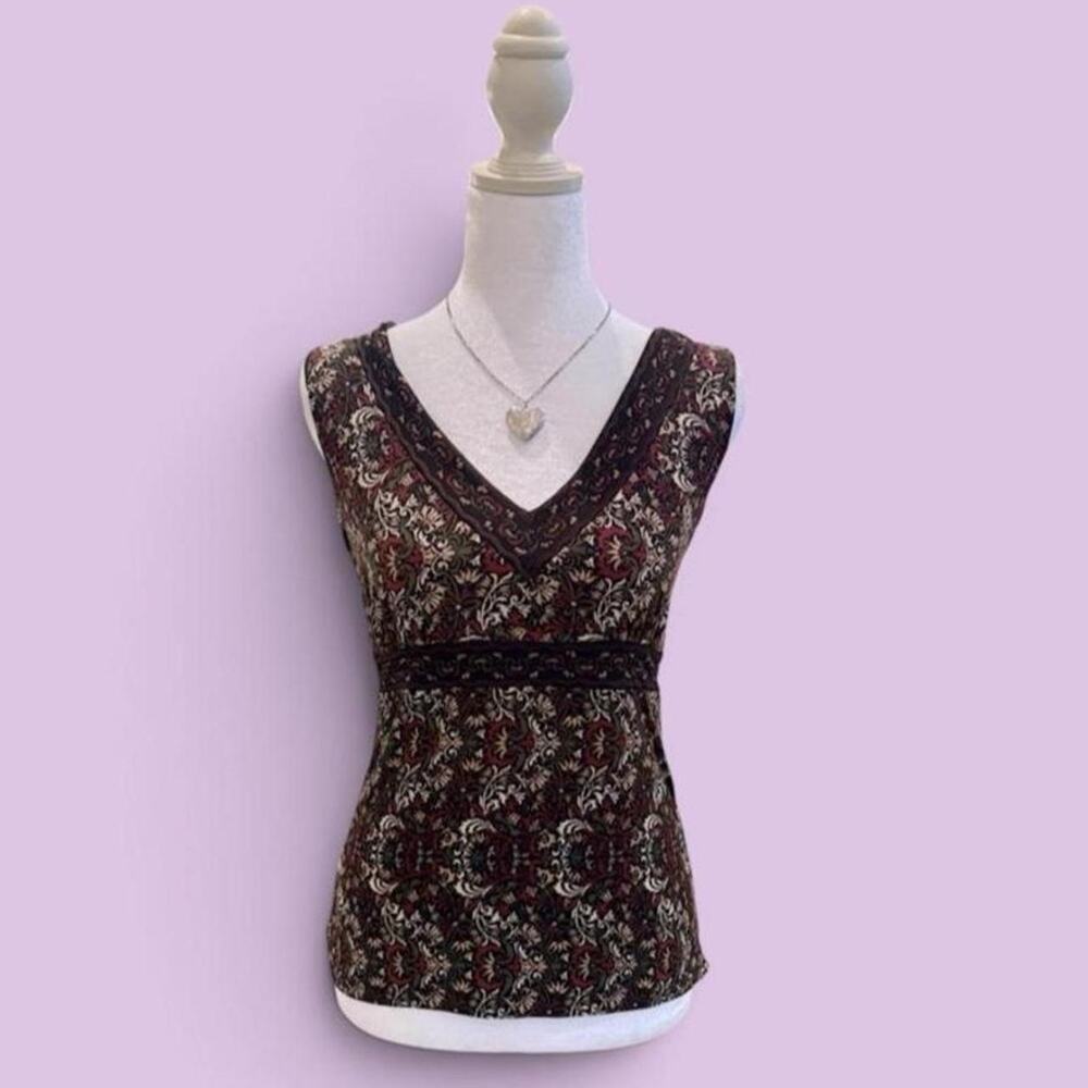 Vintage brown floral print tank